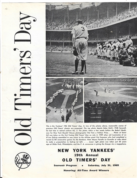 1965 NY Yankees Old Timer's Day (4) Page Program at Yankee Stadium