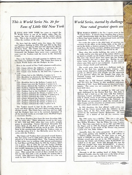 1939 World Series (Yanks vs. Reds) Program at Yankee Stadium
