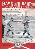 1928 Babe Ruth Sheet Music with We Know What He Can Do Pin