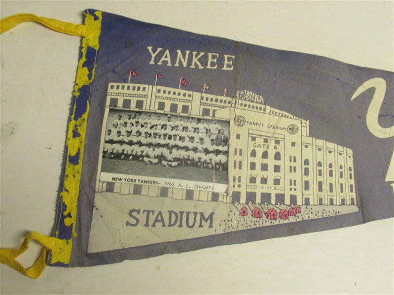 1962 NY Yankees World Series Full Size Picture Pennant