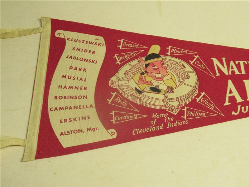 1954 NL All-Star Game Full Size Scroll Pennant at Cleveland with Chief Wahoo Graphic
