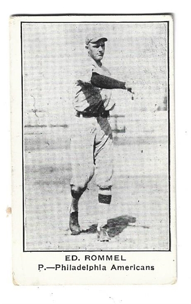 1921 Ed Rommel (Philadelphia Athletics) Ameerican Caramel (E121) Baseball Card