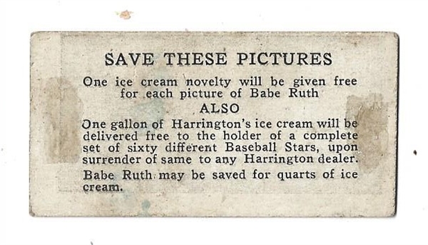 1928 Earl Sheely Harrington's Ice Cream Card