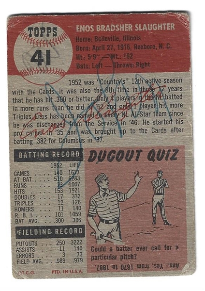 1953 Enos Slaughter (HOF) Topps Baseball Card