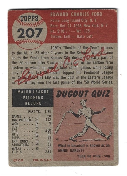 1953 Whitey Ford (HOF) Topps Baseball Card