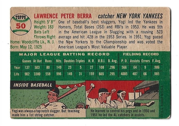 1954 Yogi Berra (HOF) Topps Baseball Card
