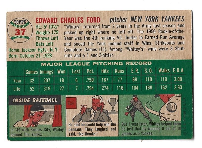 1954 Whitey Ford (HOF) Topps Baseball Card