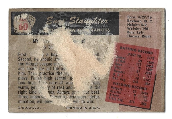 1955 Enos Slaughter (HOF - Cardinals) Bowman Baseball Card