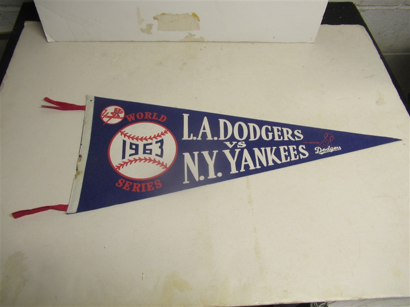 1963 World Series (NY Yankees vs. LA Dodgers) Full Size Felt Pennant 