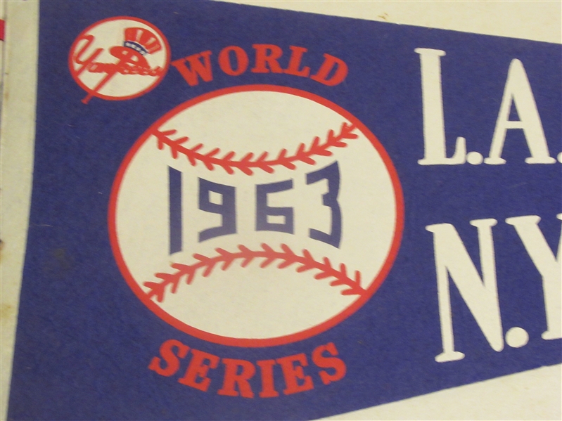 1963 World Series (NY Yankees vs. LA Dodgers) Full Size Felt Pennant 