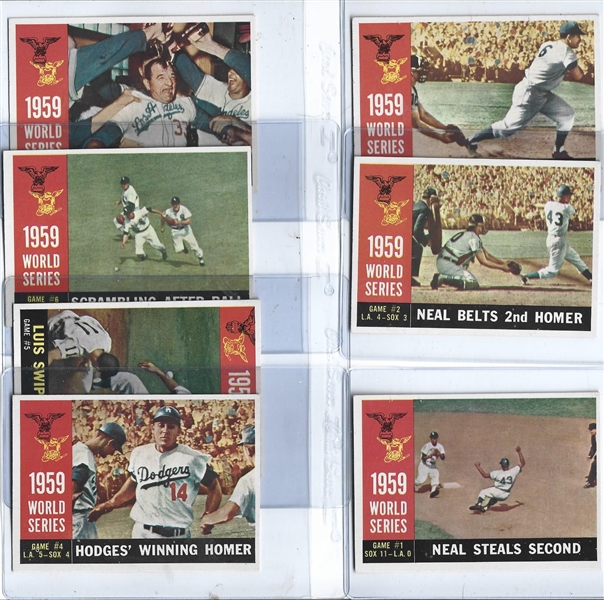 1959 World Series (Dodgers vs. White Sox) Topps Highlight Cards for all (6) Games