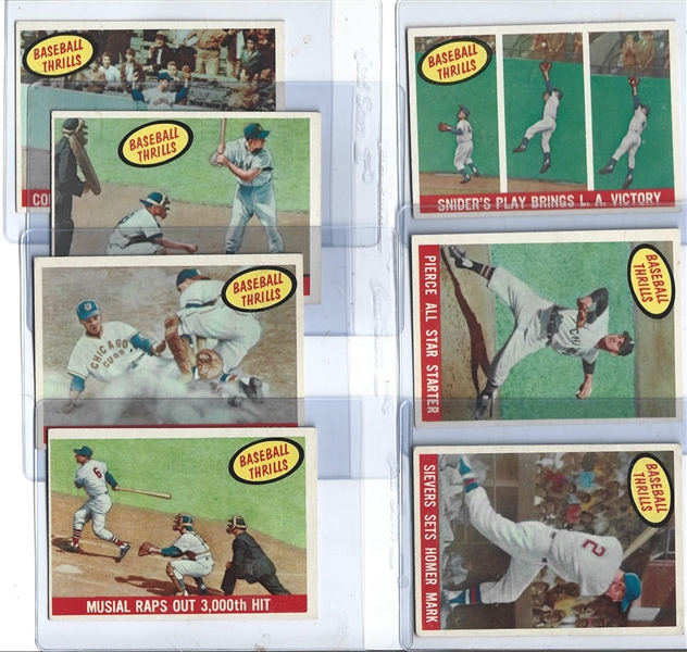 1959 Topps Baseball Thrills Partial  Set of (7) - All Are Really Nice