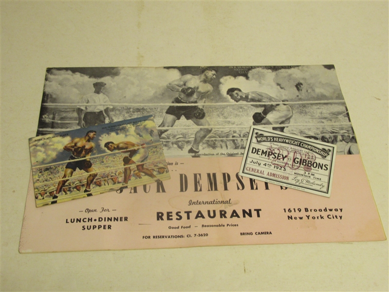 1923 - 1968 Jack Dempsey (Heavyweight Champion) Boxing Memorabilia Lot 