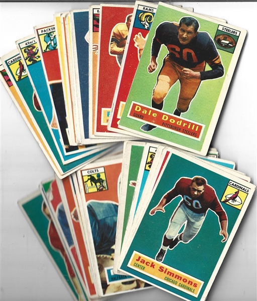1956 Topps Football Cards Partial Set of (60) with Stars & Team Cards