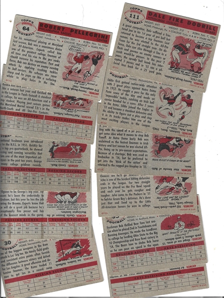 1956 Topps Football Cards Partial Set of (60) with Stars & Team Cards