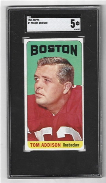 1965 Tom Addison (Boston Patriots) Topps Football Card SGC Graded 5