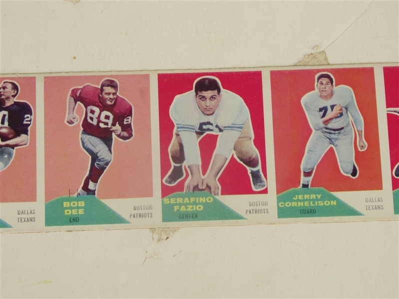 1960 Fleer Football - 1st Year of the AFL- Uncut Panel of (11) Cards