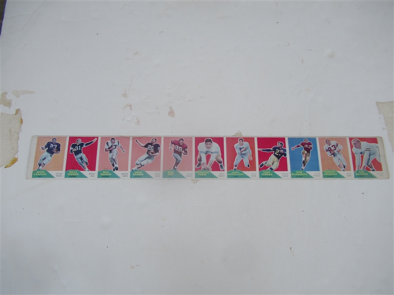1960 Fleer Football - 1st Year of the AFL- Uncut Panel of (11) Cards