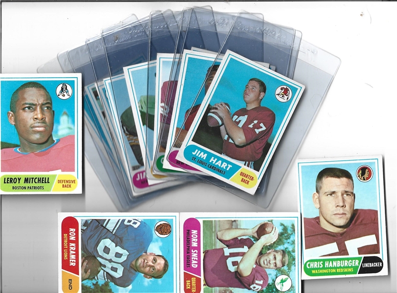 1968 Topps Football Card Lot of (24) with Stars - Most are Better to High Grade