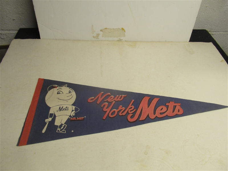 1960's NY Mets - Mr. Met - Full Size Plush Felt Pennant