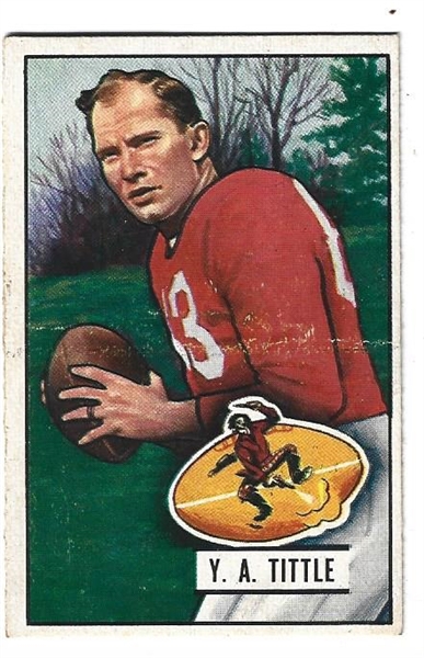 1951 YA Tittle (HOF) Bowman Football Card 