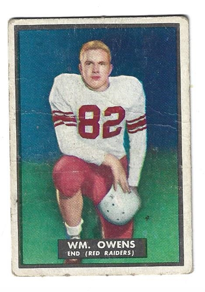 1951 Billy Owens  (Colgate University)Topps Magic Football Card