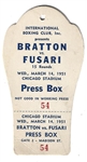 1951 Bratton vs. Fusari Boxing Press Box Pass from Chicago Stadium