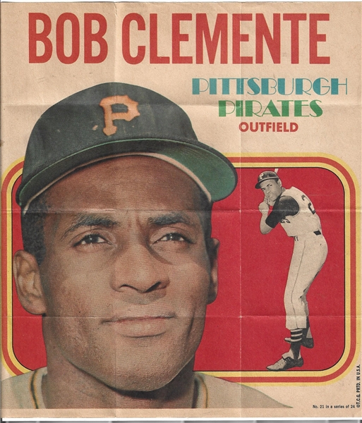 1970 Roberto Clemente (HOF) Topps Posters - # 21 in a Set of 24