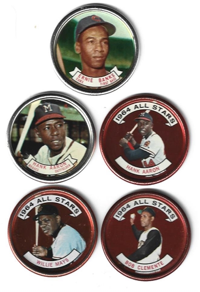 1964 Topps Metal Coins Lot of (5) - All HOF'ers - All High Grade