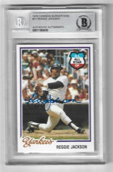 1978 Reggie Jackson (HOF) Burger King Beckett Authentic Autographed Card 
