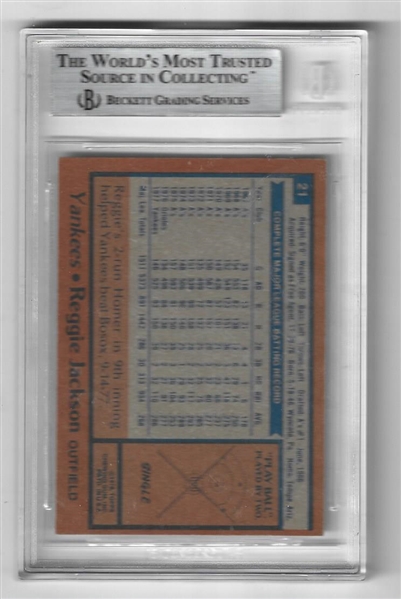 1978 Reggie Jackson (HOF) Burger King Beckett Authentic Autographed Card 