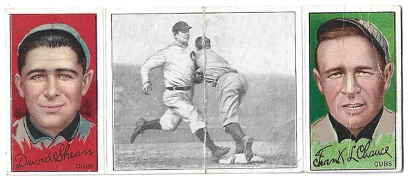 1912 Hassan Triple Fold - Frank Chance (HOF) & David Shean - Baseball Card