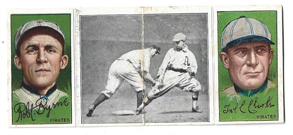 1912 T202 Hassan Triple Fold - Fred Clarks (HOF) & Robert Byrne - Baseball Card