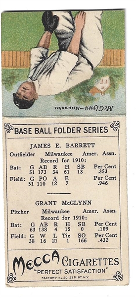 1911 T201 Mecca Double Folder - James Barrett & Grant McGlynn - Baseball Card 