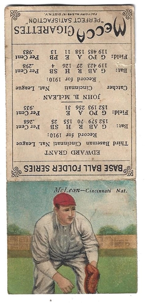1911 T201 Edward Grant & John McLean - Hassan Double Folder Baseball Card