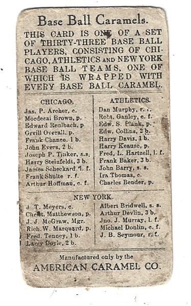 1909 E91 American Caramel - Art Devlin (NY Giants) Baseball Card