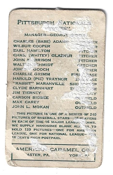 1922 American Caramel E121 - John Mokan (Pittsburgh Nationals) - Baseball Card