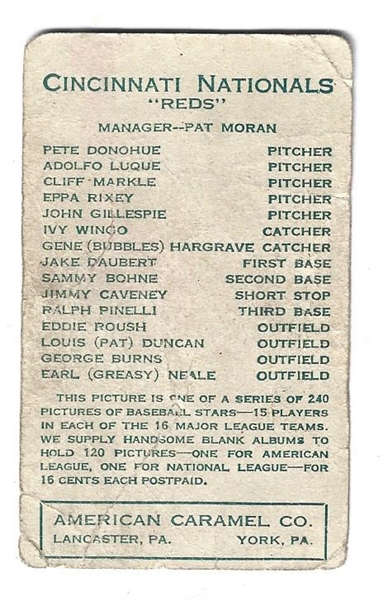 1922 American Caramel E120 - Cliff Markle (Cincinnati Nationals) - Baseball Card 