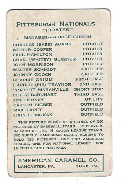 1922 American Caramel E120 - Johnny Gooch (Pittsburgh Nationals) - Baseball Card 