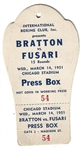 1951 Johnny Bratton vs. Charlie Fusari Boxing Press Pass