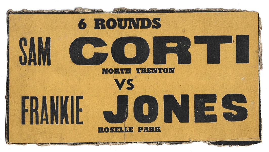 C. 1940's Trenton (NJ) Arena Partial Boxing Broadside- Corti vs. Frankie Jones