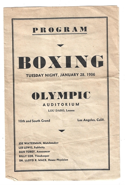 1936 Maxie Rosenbloom vs. Charlie Coates Heavyweight Fight at the Olympic Auditorium