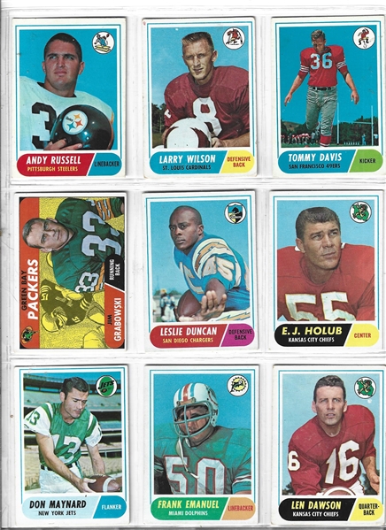 1968 Topps Football Cards Lot of (9) With Stars