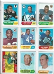 1968 Topps Football Sheet of (9) With Paul Warfield (HOF) & (8) Others