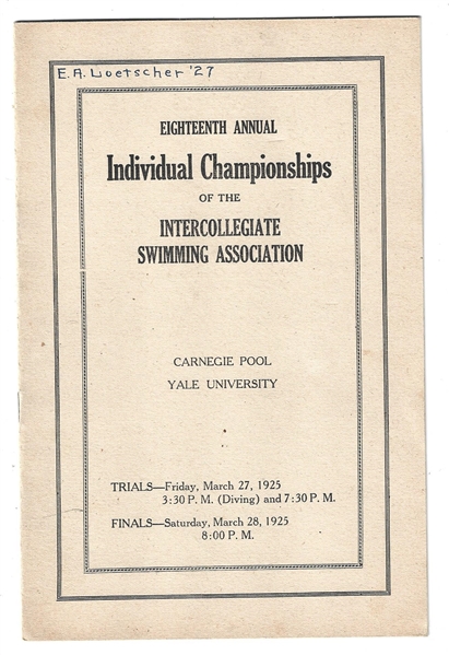 1925 Yale Swimming Intercollegiate Fold Open Program 