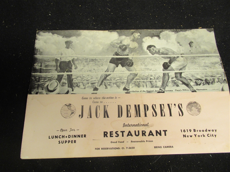 1968 Jack Dempsey's Restaurant Menu 