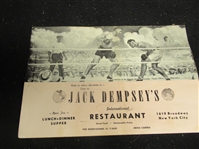 1968 Jack Dempseys Restaurant Menu 