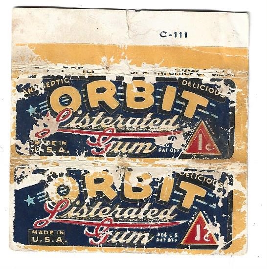 1930's Orbit Gum Wrapper - Vintage