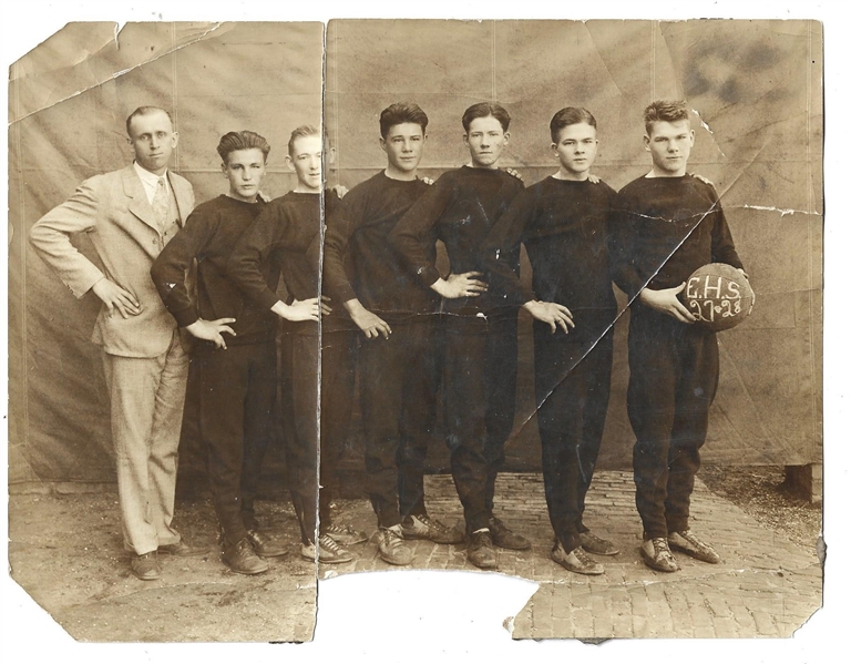 1927 - 28 EHS Basketball Team Sepia Toned Photo