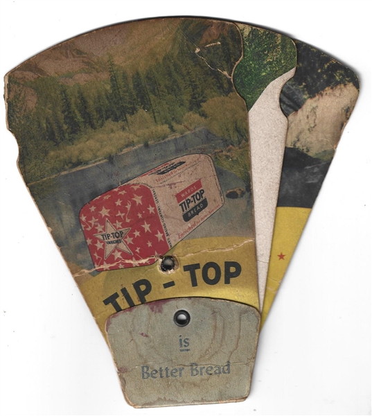 C.  Late 1940's Tip-Top Bread Fold Open Advertising Fan 